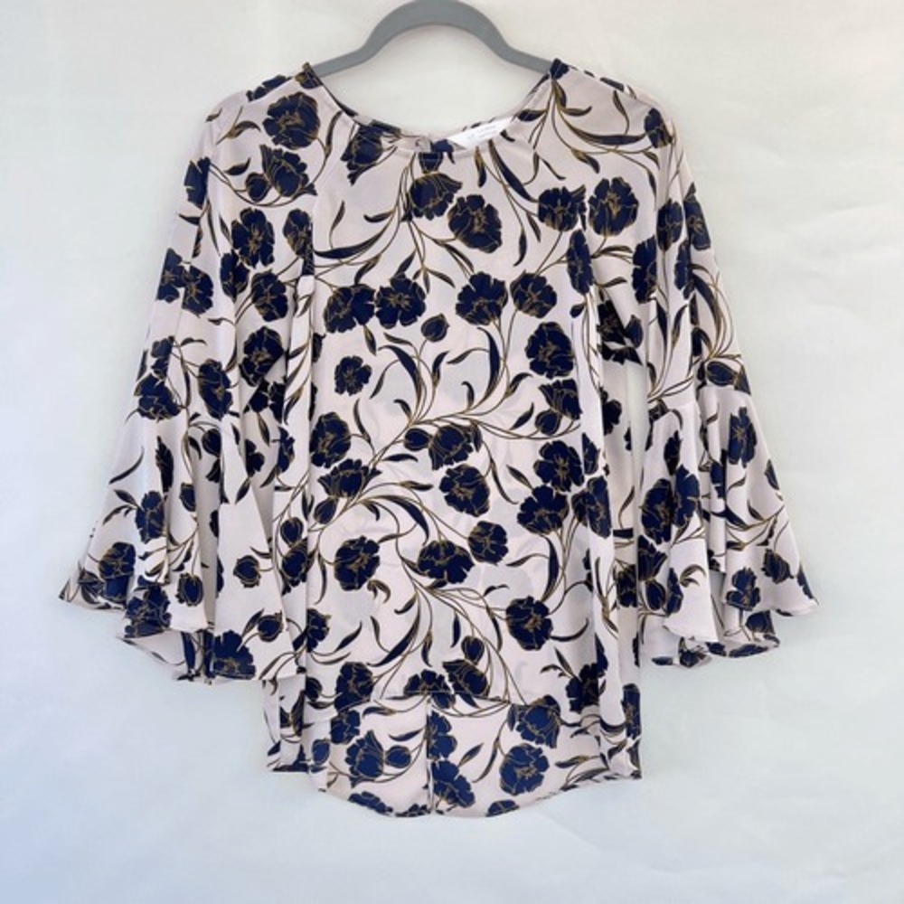 LC Lauren Conrad Runway Floral Bell Sleeve Blouse Top